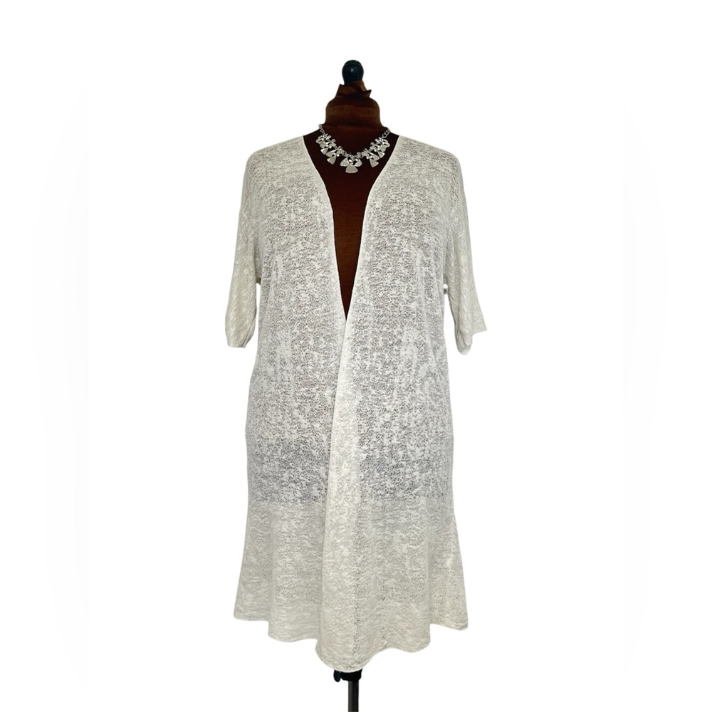 Eileen Fisher Hemp Blend Cardigan White Italian Yarn M